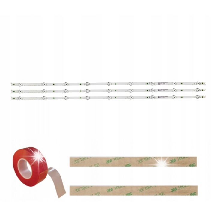 Set complet benzi LED 3x, 840mm, 3V, multicolor