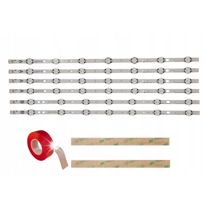 LED szalagok televízióhoz, 49'', teljes készlet, 458mm, kompatibilis PHILIPS 49PUS6031, HITACHI 49HK6500, TOSHIBA 49U5766DB, JVC LT-49C870