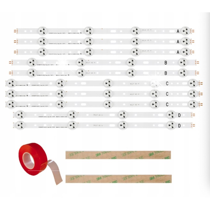 Set complet iluminare LED pentru televizoare, 3x370mm, 2x390mm, 3x410mm, 2x370mm