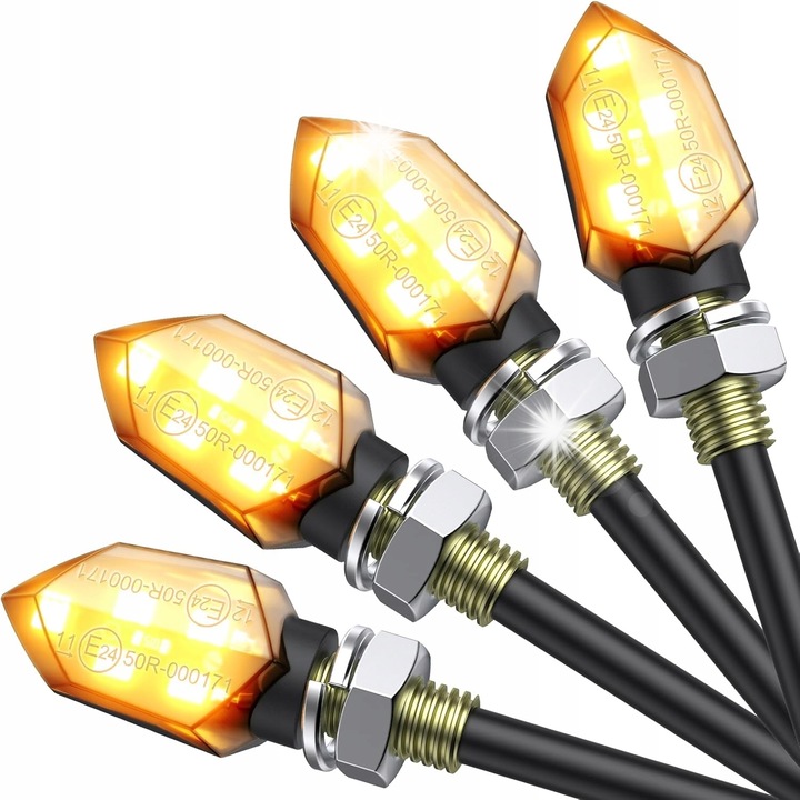 Becuri LED pentru motociclete, 4 bucati, M8, dymit, 12V, rezistente la apa