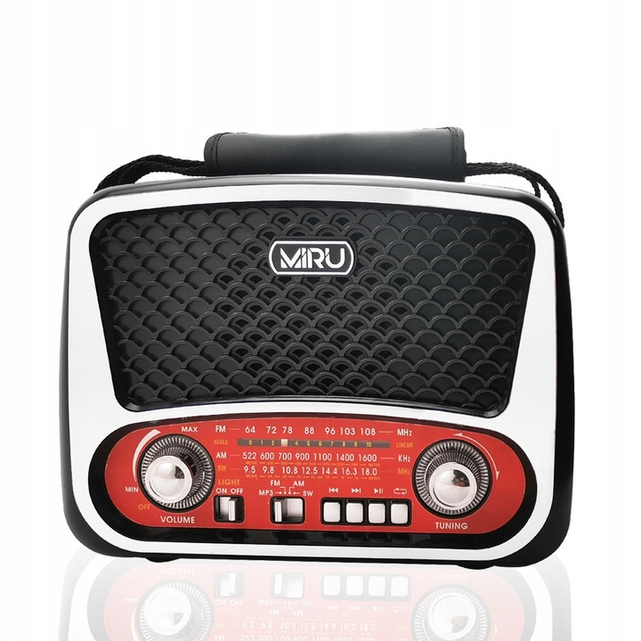 Radio portabil Miru, FM/AM/SW, USB, microSD, acumulator, 220x106x168mm, Multicolor