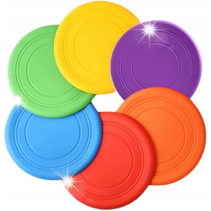 6 darab Frisbee, puha szilikon, többszínű, 18 cm