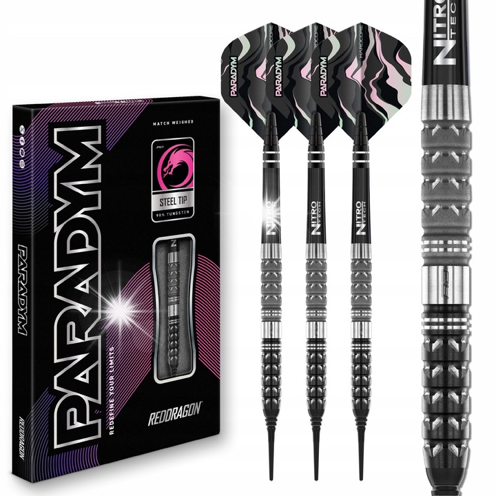 Комплект стрели Red Dragon Paradym 18g, 90% волфрам, цвят черно-сив