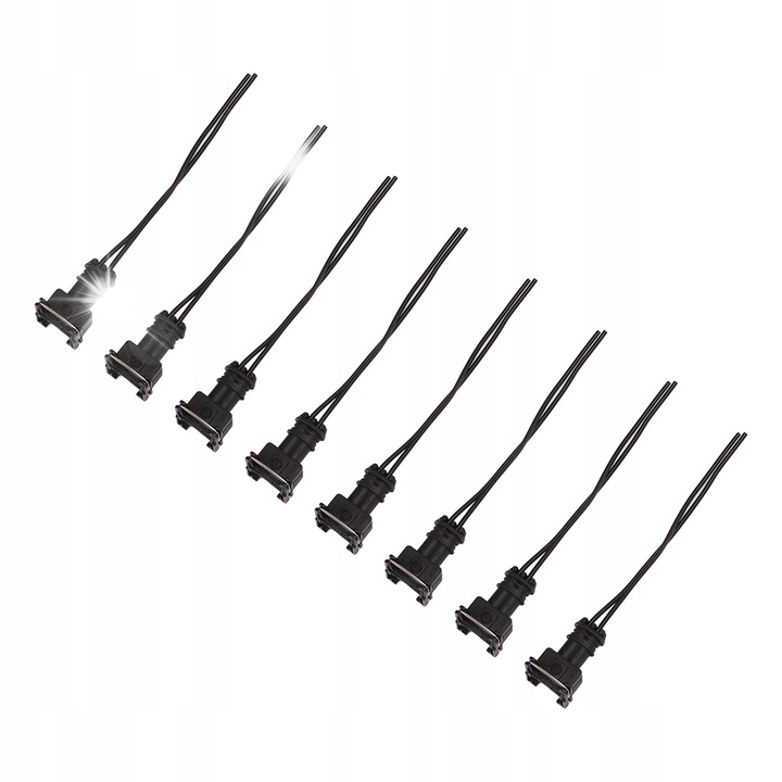 Set 8 conectori priza injector benzina EV1 8, ABS, pentru RC, Bosch EV1