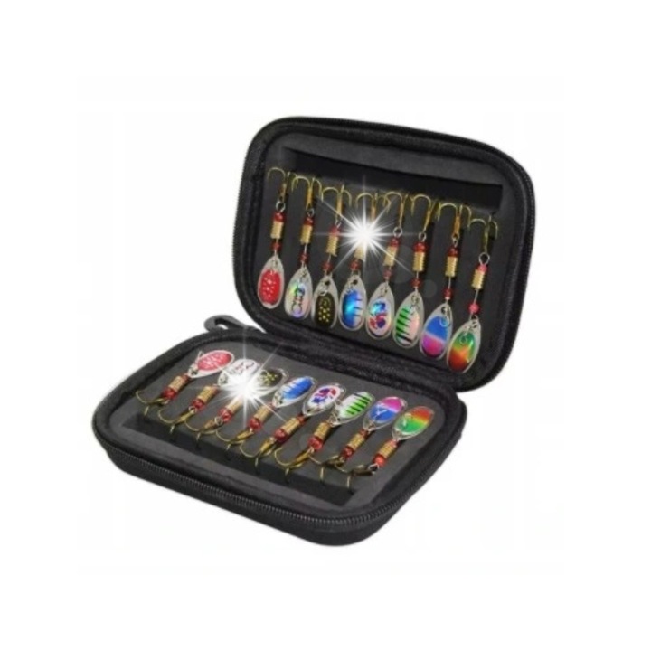 Csalikészlet tokkal, 16 darab, többszínű