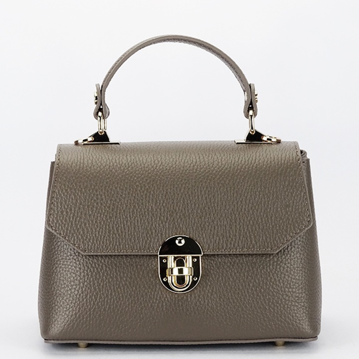 Geanta taupe inchis din piele naturala 1736 131 Maro taupe