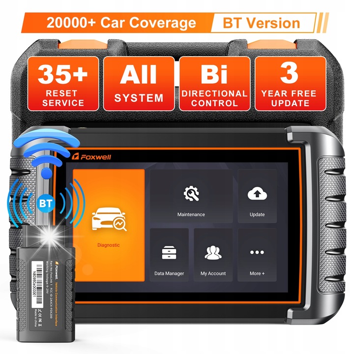Тестер за автодиагностика Foxwell NT809 BT, 7" тъчскрийн, Bluetooth, OBD2, 205x135x30мм, пълен комплект