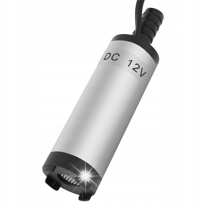 Pompa golire combustibil motorina, 12V, din inox, 12 l/min, 3,8 cm, 0,3 mm x 3 m