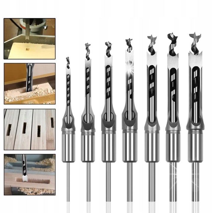 Set 7 burghie cu deschidere patrata din otel pentru mortizare