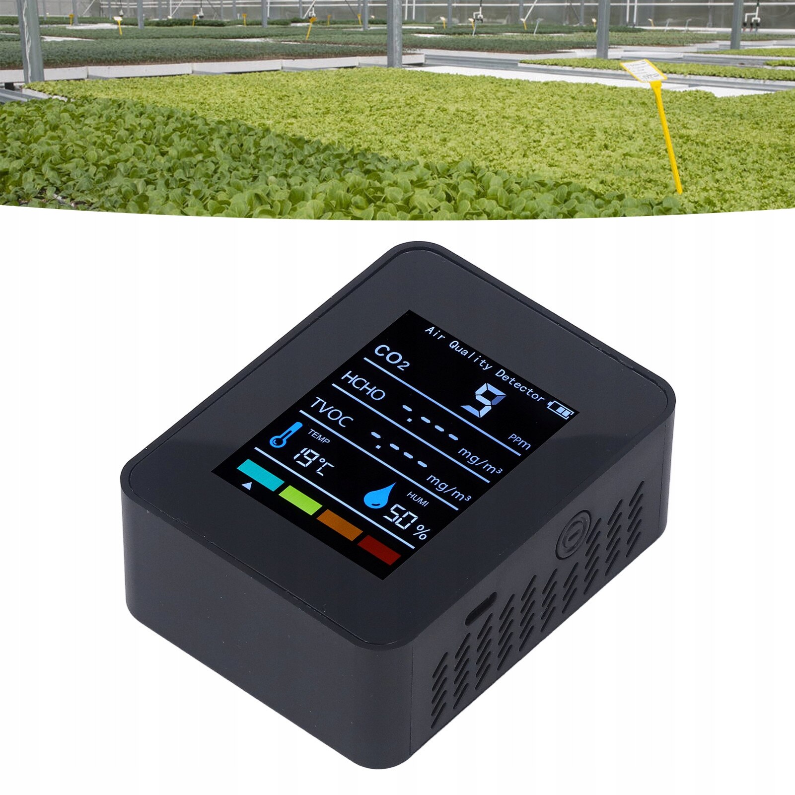 Detector de calitate a aerului CO2 TVOC HCHO 5 in 1, LCD, 400-5000 ppm ...