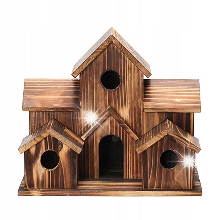 Casa pentru pasari din lemn, 20x14x13cm, design rustic