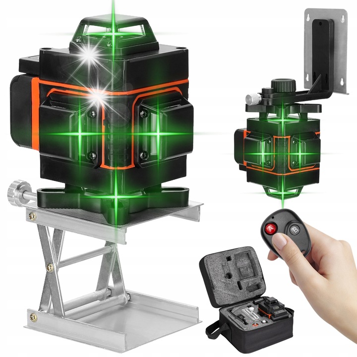 Nivel laser 4D Kkmoon, 16 linii, auto-nivelare, verde, 25m