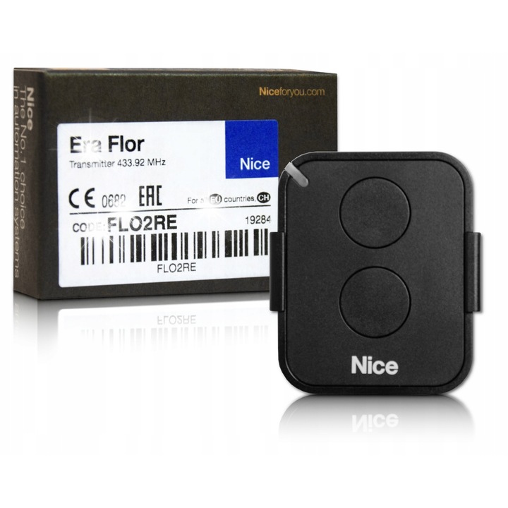 Дистанционно NICE FLO2RE 433.92MHz, размери 45x56x11mm, с включена батерия