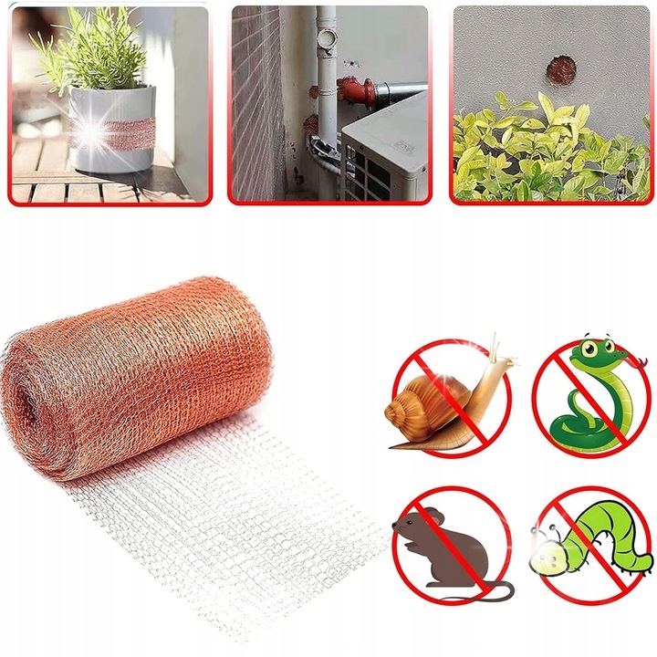 Медна мрежа за борба с вредители, 12,7 см x 12 м, комплект от 1 ролка