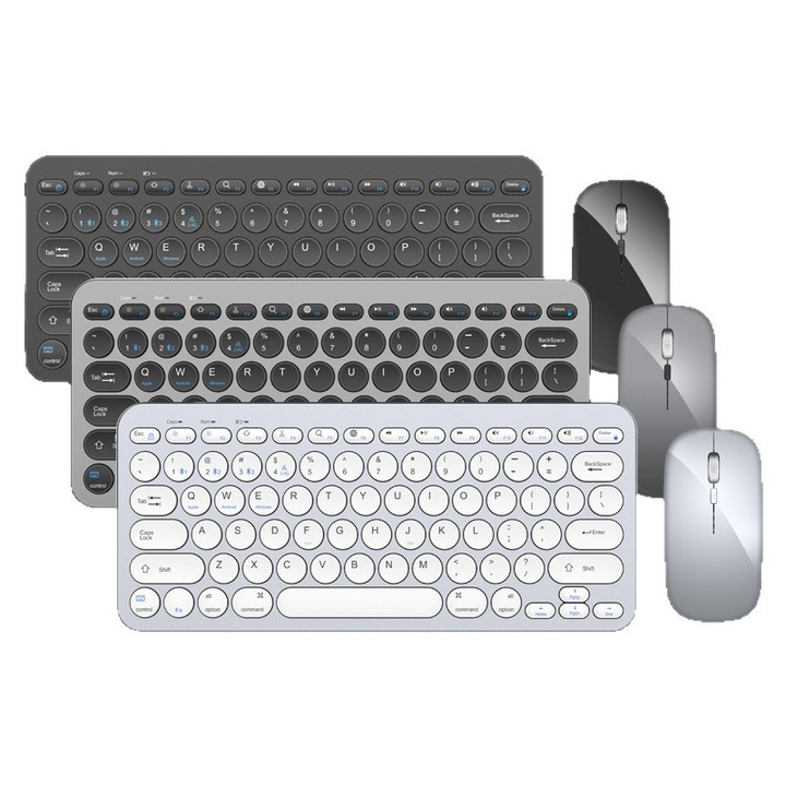 Set tastatura si mouse Bluetooth, negru, pentru laptop