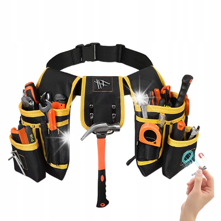 Szerszámöv, 26 zseb, állítható 75-120cm, 600D Oxford anyag, kerti munkához