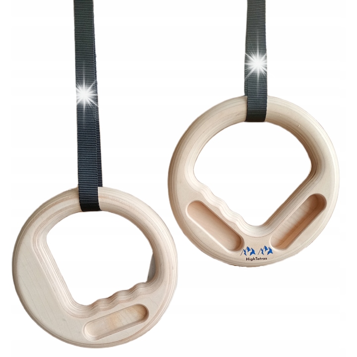 Kolka gimnastica din lemn HighTatras, 32mm, cu benzi de 2,2m, pentru antrenamente acasa si in aer liber