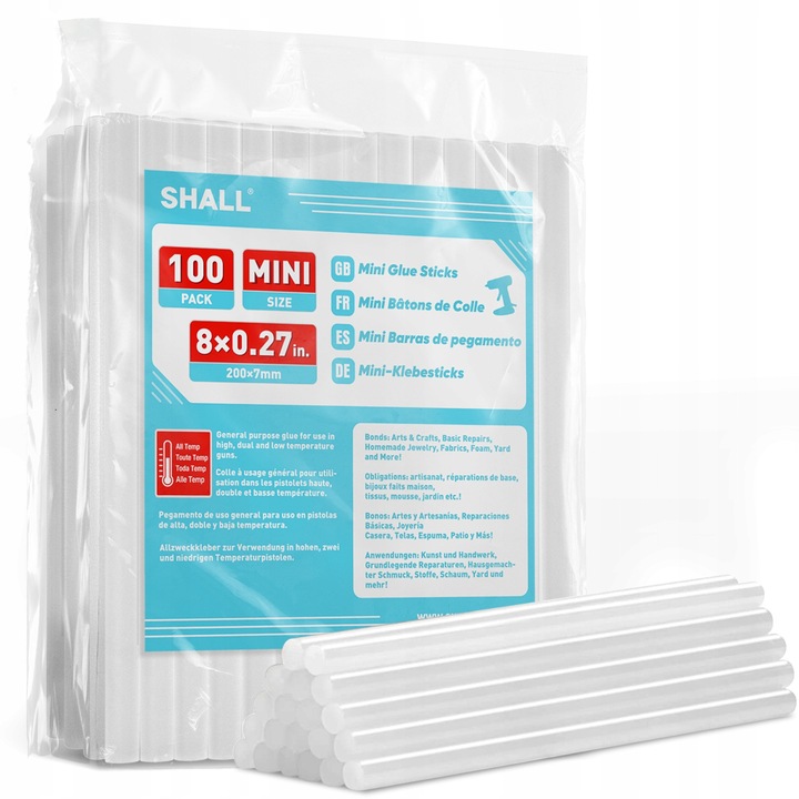 Set batoane de lipici pentru pistol, Shall, 100 buc, 7 mm x 200 mm