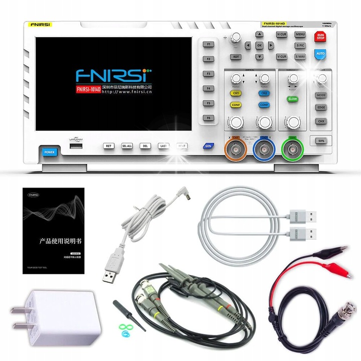 FNIRSI-1014D hordozható digitális oszcilloszkóp 100MHz, DDS generátor, 7 hüvelykes, 1GSa/s