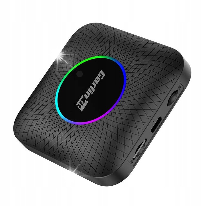 Адаптер Carlinkit TBOX PLUS LED, безжичен CarPlay/Android Auto, 4GB RAM, 64GB ROM, черен, 78.6x78.6x18.5cm