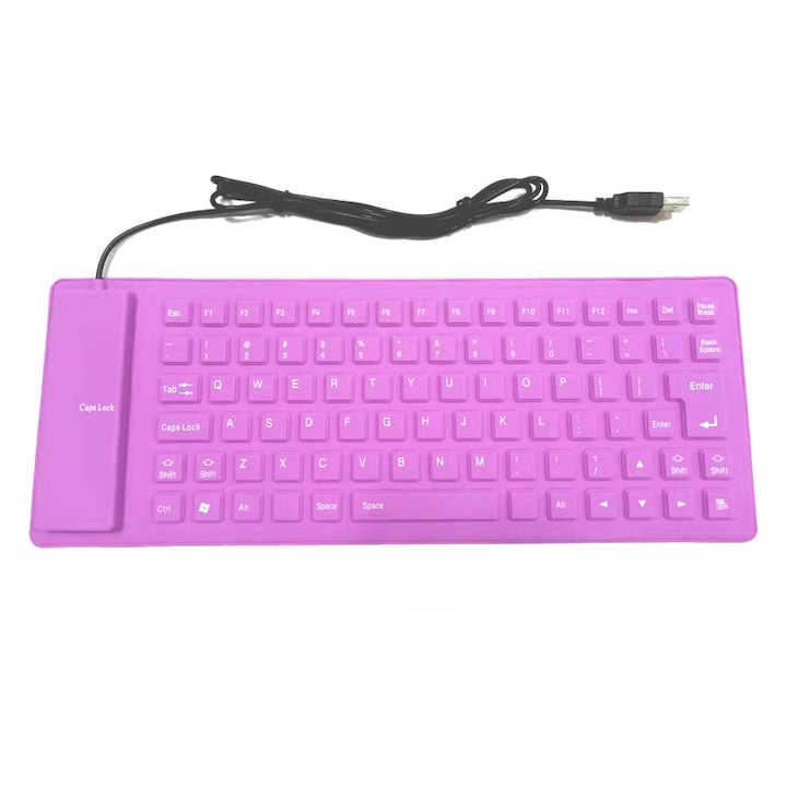 Tastatura, silicon, 85 taste, pliabila, USB, lila