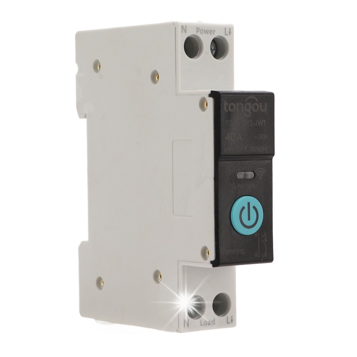 Intelligens WIFI DIN sín kapcsoló, 3 mód, fekete, 82x68x18mm