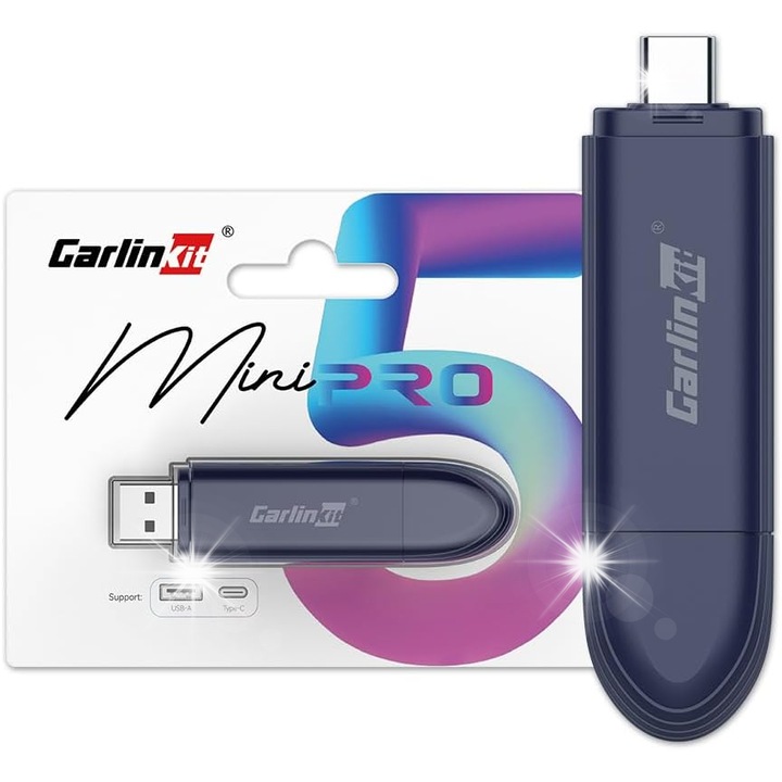 Adapter wireless Carlinkit Mini SE PRO CarPlay, Bluetooth, USB, 81.24x20.59x11.41mm