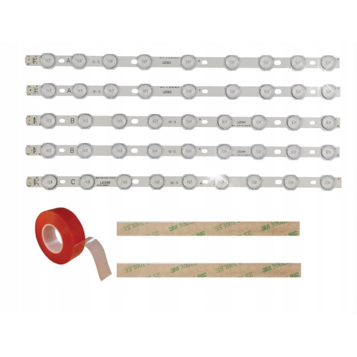 Benzile LED, set complet 5 buc, 2xA, 2xB, 1xC, multicolor
