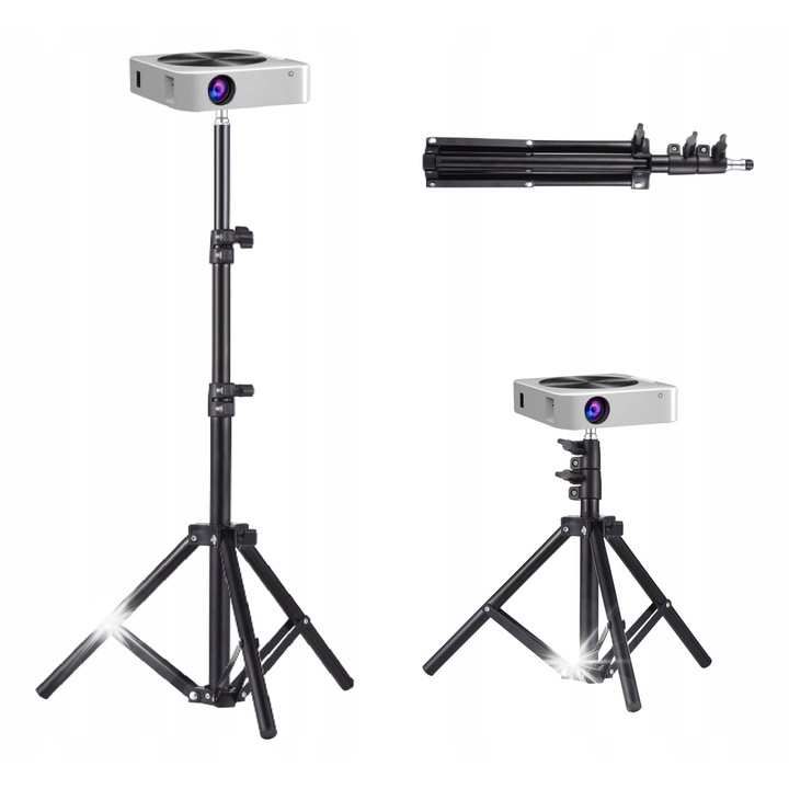 Stativ universal pentru proiector, inaltime reglabila 56,8-160 cm, aluminiu, negru, set