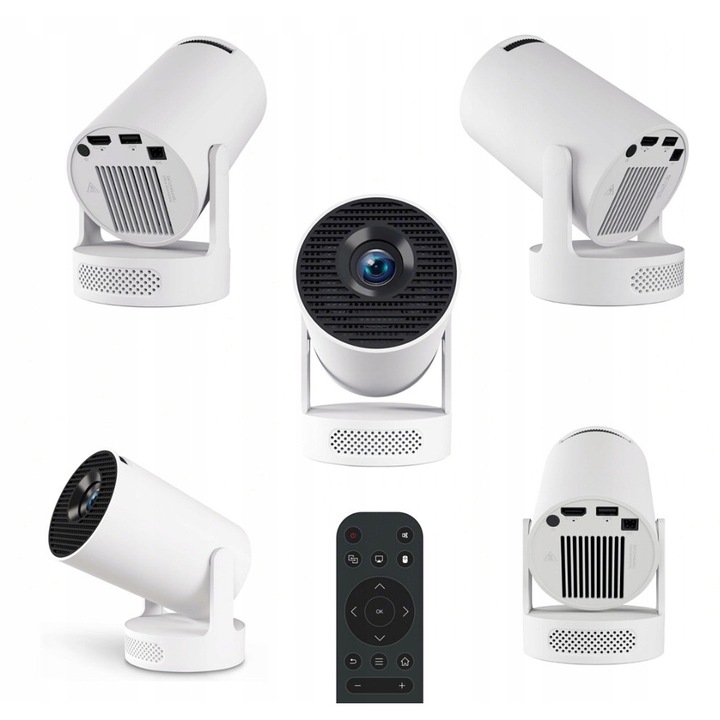 Videoproiector HY300 Ultra HD, 720P, 8000 Lumeni, Android 11, WiFi 6, set complet