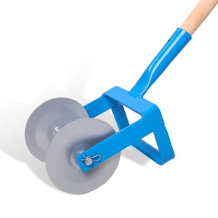 Cultivator, 14 cm latime de lucru, otel mangan, albastru fara trunchi de lemn, dimensiuni 32x14x20 cm