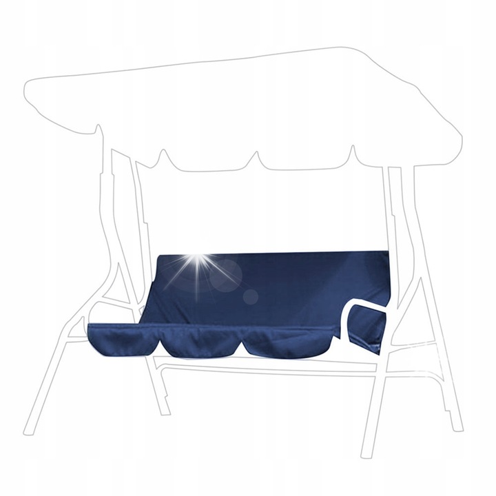 Perna decorativa pentru leagan sau banca de gradina, impermeabila, 150x50x10cm, albastru inchis