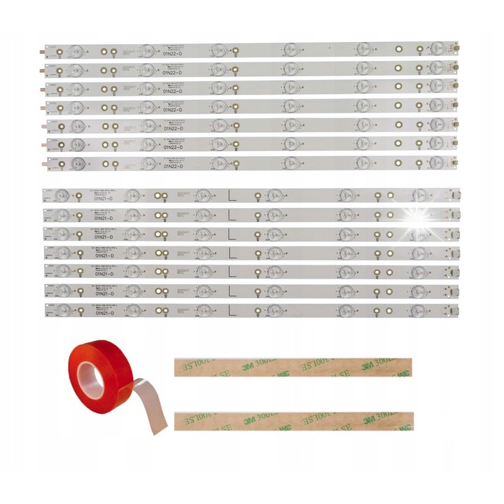 Set 14 benzi LED, compatibile cu televizoare Philips 49PUS6401, 49PUH6101, 49PUS6561, 49PUS6501, 49PUS6551, 49PUS6762, 49PUS6272