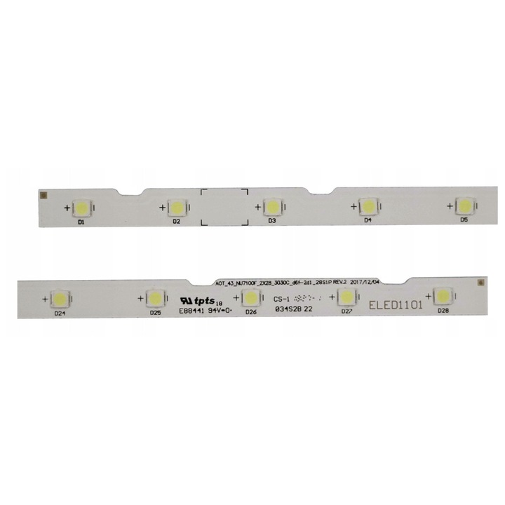 Set complet iluminare LED pentru televizor Samsung, 2 bucati, 38 LED fiecare, 50NU7100, 50NU7400, 50NU7020