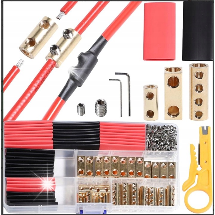 Lista de prindere din alama cu tub termocontractabil, 243 bucati, set