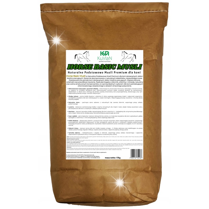 Mancare pentru cai, Musli fara ovaz, morcov, mar, 20kg