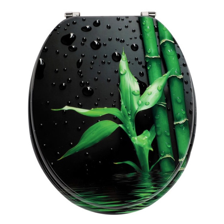 Frogee MDF WC ülőke - Rozsdamentes zsanérokkal - BAMBOO BLACK