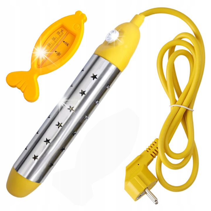 Incalzitor de apa 2500W, inox, cablu 1,5m, dimensiuni 50x50x255mm, set cu termometru