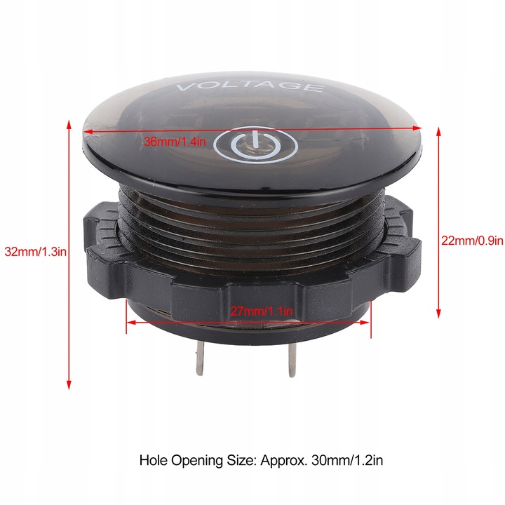 Masurator de tensiune digital LED 12V-24V, waterproof, negru, set cu cleme