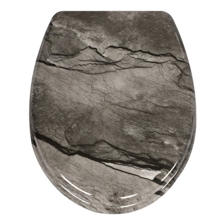 Frogee Duroplast WC ülőke - Rozsdamentes zsanérokkal - BASALT