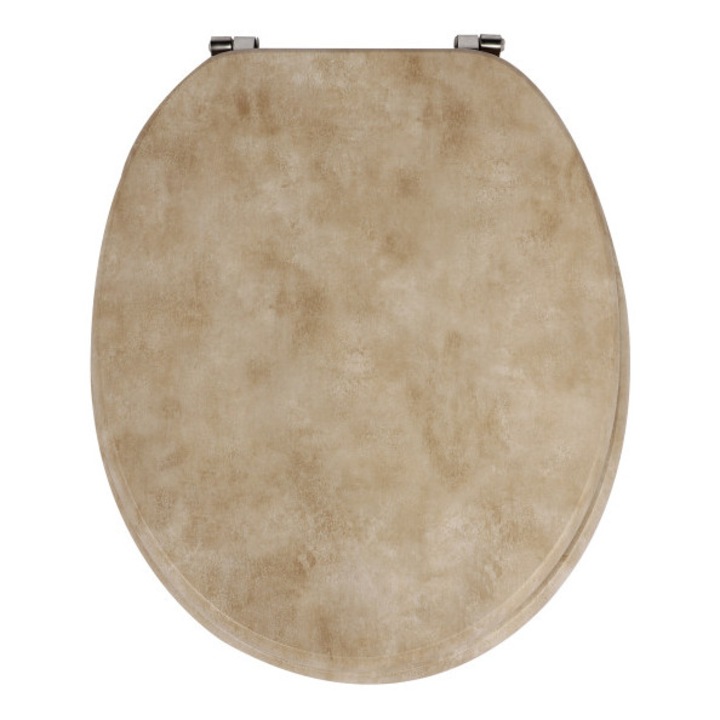 Frogee MDF WC ülőke - Rozsdamentes zsanérokkal - TRAVERTIN