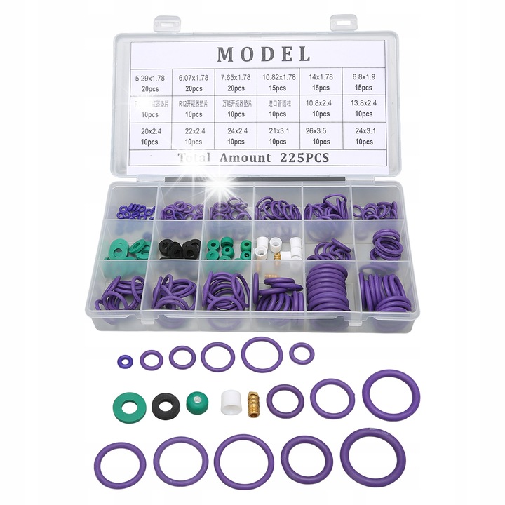 Set 225 piese O-ring pentru reparatii auto, usi, feronerie