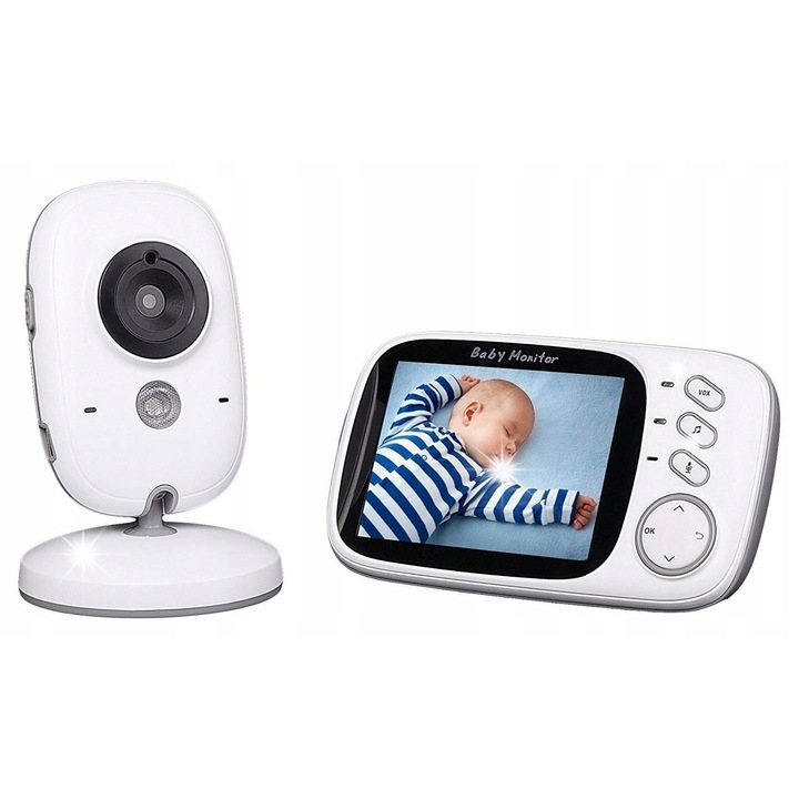 Monitor video pentru bebelusi GHB VB603, 250m, comunicare bidirectionala, mod noapte, 3,2 inch