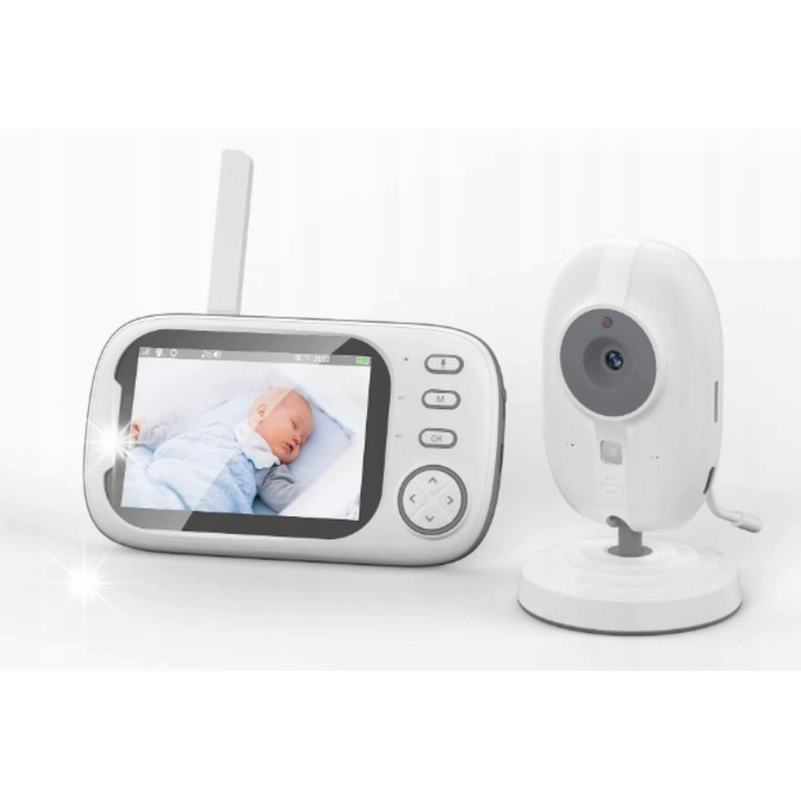 Monitor video pentru bebelusi Boifun, camera HD 1280x720P, ecran 3,5", functie de comunicare bidirectionala, mod nocturn