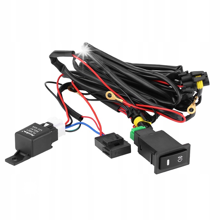Set cabluri pentru comutator lumini de ceata LED, 12V, 40A, negru, 3,8m