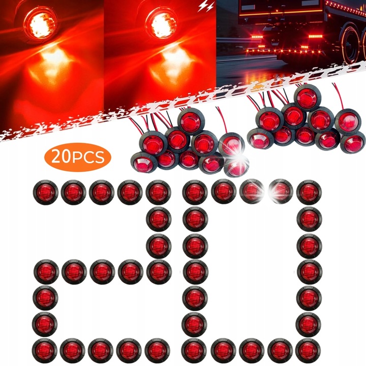 Set 30 Lampi LED 3 LED 12-24V, 26mm, rosu