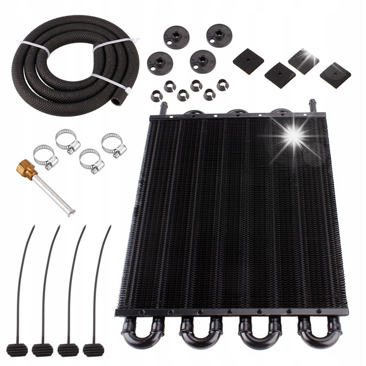 Универсален маслен охладител, 8-редов, алуминиев, за трансмисия и диференциал, 3/8"