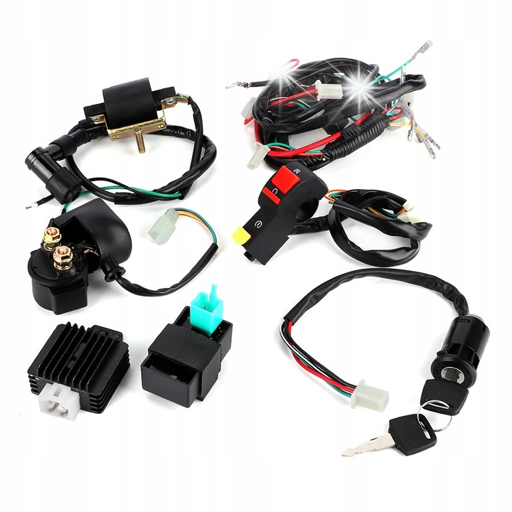 Set cabluri motor pentru motociclete off-road 50cc, 110cc, 125cc, 140cc, inclusiv CDI, regulator, supapa electromagnetica, cablu motor