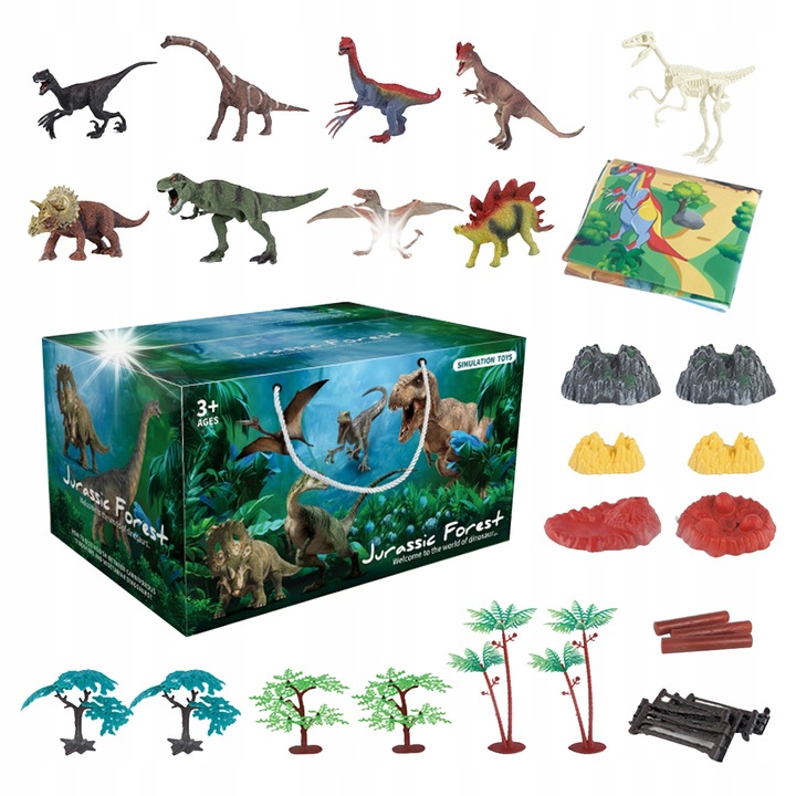 Комплект фигурки динозаври за деца, със сандък джунгла