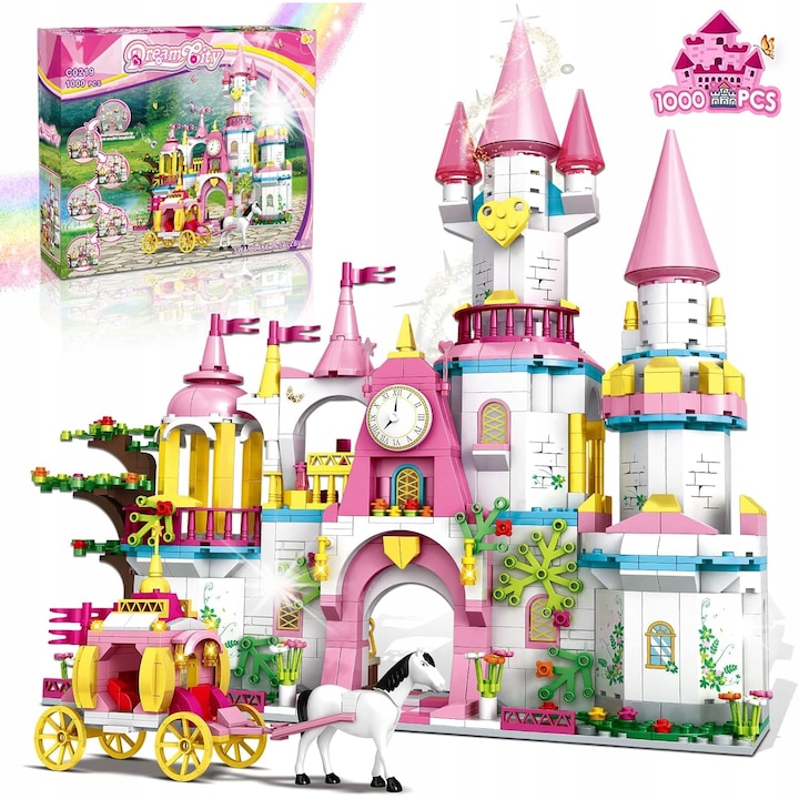 Set de constructie Klocki Zamek Ksiezniczki, 1000 el, palat, multicolor